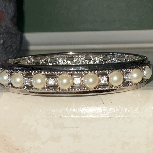 Camrose & Kross JBK Faux Pearl & Crystal Plated Silver-Tone Metal Bracelet - Picture 7 of 12